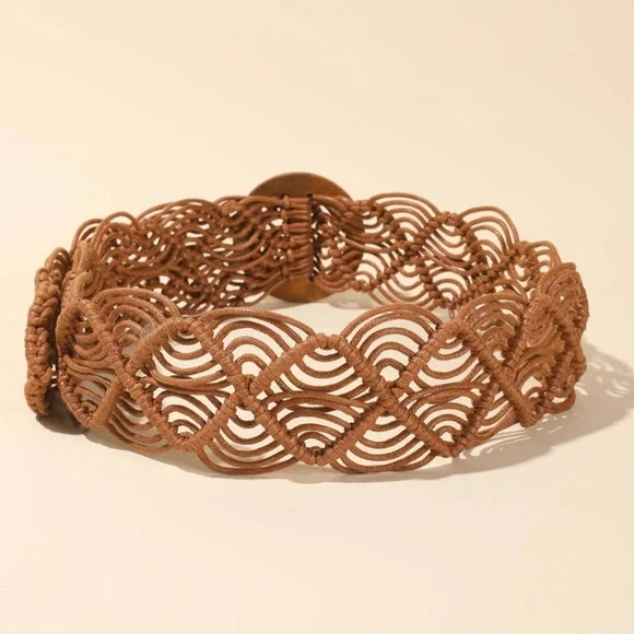 Boho Circle Buckle Woven Belt - Picture 4 of 8